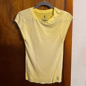 FP Movement by Free People Yellow Tee with Leaf Detail